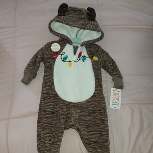 Just One You Carter's Warm Antler Christmas Lights Outfit 3M NWT